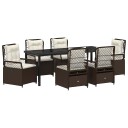  7 delers hagestolsett i brunt poly rattan