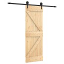 vidaXL Skyvedør Naturlig og svart 70 x 210 cm Massiv Furu Tre