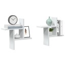  Vegghyller 2 stk hvit 38x12x38 cm konstruert tre