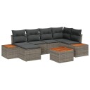 vidaXL Hagesofa Set med pute 7 pcs Grå polyrotting
