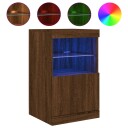vidaXL Skjenk med LED-lys brun eik 41x37x67 cm