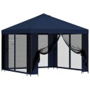 vidaXL Hagepaviljong med sidevegger 3 x 3 m Blå Polyester og stål
