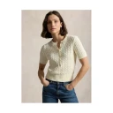 Polo Ralph Lauren Mini Cable Short Sleeve Henley Sweater   Cream   S