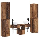 vidaXL Baderomsinnredningssett 5 stk. Gammelt tre 33 x 34,5 x 160 cm