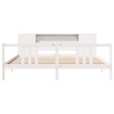  Seng med bokhylle uten madrass hvit 200x200 cm heltre furu 8721158610775