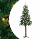  Slim juletre med 300 LED grønn 210 cm PVC og Massivt Furu tre