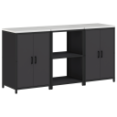  Kjøkkenoppbevaringssett med hylle 3 pcs Svart 180 x 50 x 92 cm