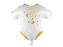 PartyDeco Folieballong Baby Body Hvit/Gull - 1-pakning