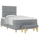  Box Spring Seng med Madrass & Benk Lys Grå 120x200 cm Stoff