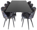 Venture Design Silar & Velvet spisegruppe Svart/flerfarget 6 st stoler & bord 180 x 90 cm