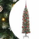  Kunstig Slankt Jule Tre med 150 LED Grønn og hvit 150 cm