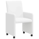  Spisebordsstoler med hjul 2 pcs Hvit 57 x 66 x 94 cm Kunstlær