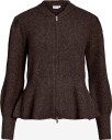 Vila   Kardigan Vigracie L/S Peplum Zip Knit Cardi/   Brun