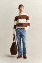 GANT Barstriped Cotton Polo   Brown   S
