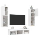 vidaXL Vegghengte TV-enheter med LED 5 deler hvit konstruert tre 8721012470194