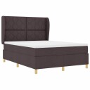  Box Spring Seng med Madrass Mørk Brun 160x200 cm Stoff