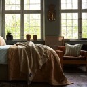 Lexington Waves Recycled Wool Jacquard Pledd 130x170 cm Beige/Off white