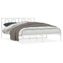 vidaXL Sengeramme i metall med sengegavl hvit 150x200 cm