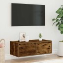  TV-benk med LED-lys røkt eik 75x35,5x25 cm 8721158663467
