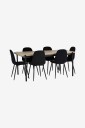 Ellos Home   Spisegruppe Gilda med bord 180x90 cm + 6 stoler   Svart