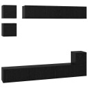  TV benksett Veggmontert 8 pcs Svart Eik Konstruert tre