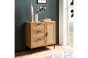 Skjenk Wohnling Melaminbelagt MDF Eik Optikk 3 Skuffer 1 Dør med Rattan Front Moderne -