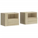  Veggmonterte nattbord 2 stk sonoma eik 45x30x35 cm 848316