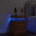  Nattbord med LED brun eik 35x39x55 cm 8721012253452