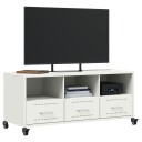  TV-benk hvit 100,5x39x43,5 cm kaldvalset stål 846697