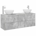 vidaXL Baderomsskapsett 3 stk. Betonggrå 49,5 x 35 x 63 cm