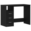  Skrivebord med skuffer svart eik 102x50x76 cm konstruert tre