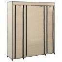 vidaXL Garderobeskap med rom og stenger krem 150x45x176 cm stoff