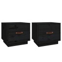 vidaXL Nattbord 2 stk svart 40x34x35 heltre furu