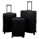 Borg Living Aluminiumskofferter - 3 stk. sett - Luksuriøse reisekofferter - Sort med tsa-lås