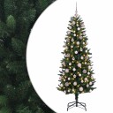 vidaXL Kunstig juletre med kuler 240 cm 300 LED-lys Varmhvit PE og PVC