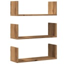  Vegghyller 3 stk artisan eik 58x18x18 cm konstruert tre