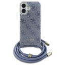 Guess 4G Print Crossbody Mobildeksel med Lanyard til iPhone 16 - Blå