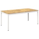 vidaXL Hage middagsbord Hvit 147 x 88,5 x 75 cm Solid akasietre