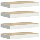  Flytende vegghyller 4 stk eik og hvit 50x23x3,8 cm MDF