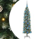  Kunstig Slankt Jule Tre med 150 LED Grønn og hvit 150 cm
