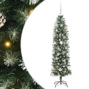  Kunstig Slankt Jule Tre med 150 LED Grønn og hvit 150 cm