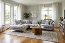 Menard Premium 5 seters venstrevendt L formet dyp sjeselongsofa i chenille   Grå