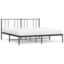 vidaXL Sengeramme i metall med sengegavl svart 200x200 cm