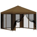 vidaXL Hagepaviljong med sidevegger 3 x 3 m Gråbrun Polyester og stål