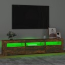  TV-benk med LED-lys røkt eik180x35x40 cm 8720845649074