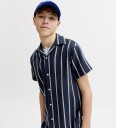 Jack & Jones Jjecoba Stripe Resort Shirt Ss Sn Jnr Navy 152