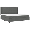  Box Spring Seng med Madd rein og LED i Mørkegrå 200x200 cm Stoff