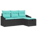 vidaXL Sofa sett med pute med lagring 4 pcs Svart Poly rattan