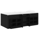  Loft Seng Ramme med Skap med hylle 3 pcs Svart Konstruert tre