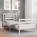 vidaXL Sengeramme med hodegavl hvit 2FT6 liten enkel heltre 8720845998325